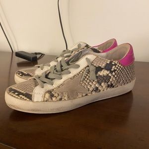 Golden Goose Snake Skin and Pink Sneakers